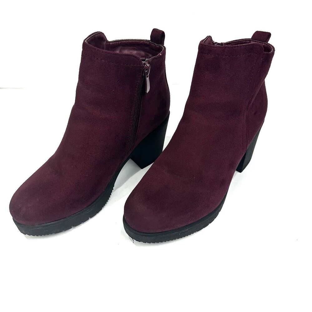 DREAM PAIRS Zoey-1 Womens Burgundy Chunky Heel Ankle Booties Shoes Sz 8.5 - Picture 7 of 14